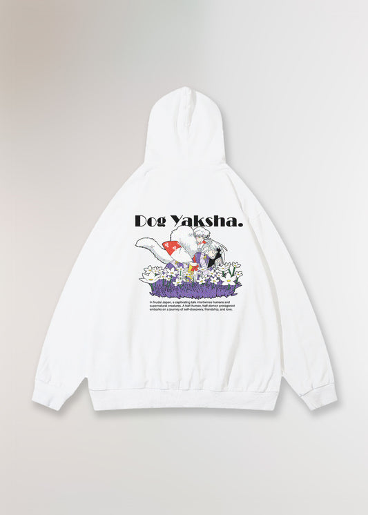 DOG YAKSHA® OVERSIZE WHITE HOODIE