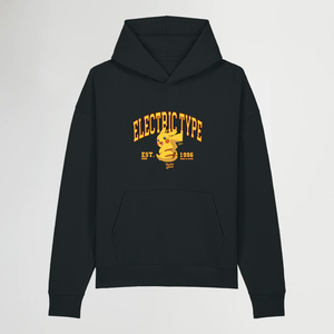 ELETRIC TYPE BOXY BLACK HOODIE