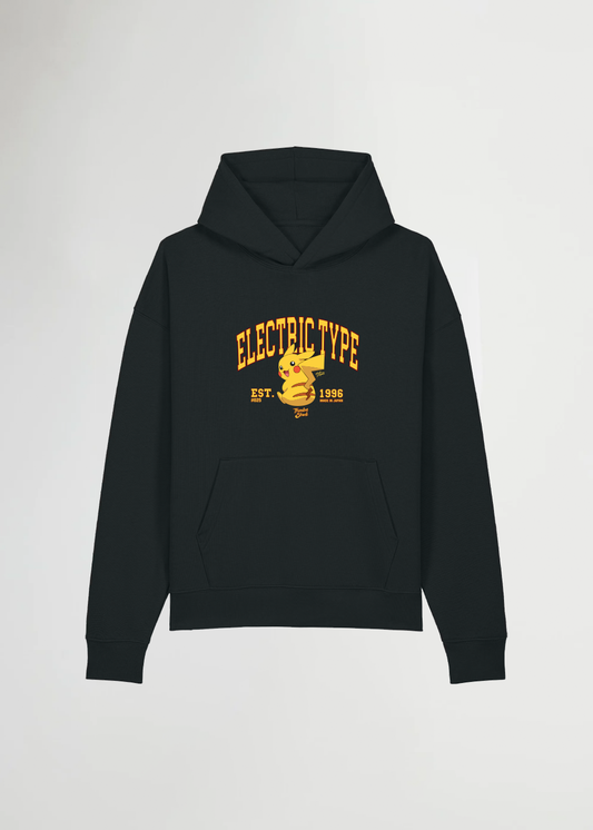 ELETRIC TYPE® OVERSIZED BLACK HOODIE