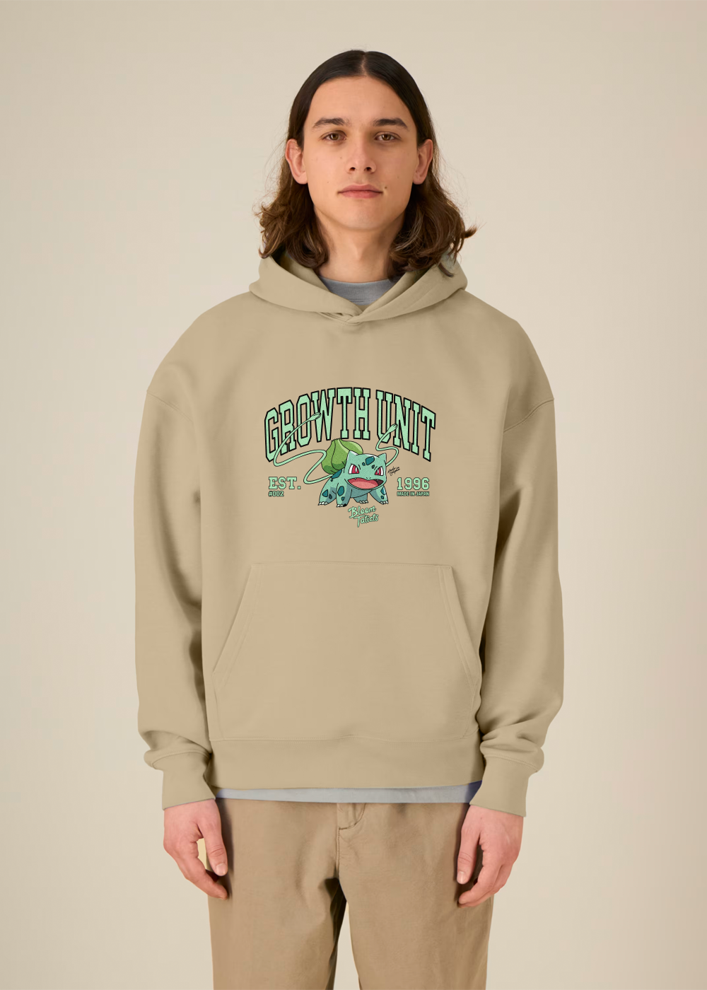 GROWTH UNIT® OVERSIZED BEIGE HOODIE