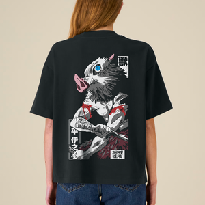 BOAR HEAD BOXY BLACK TEE