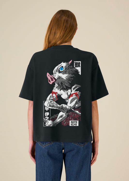 BOAR HEAD BOXY BLACK TEE