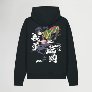 WATER HASHIRA BOXY  BLACK HOODIE