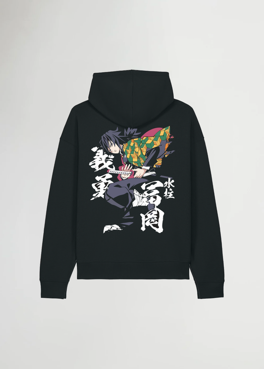 WATER HASHIRA BOXY  BLACK HOODIE