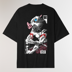 BOAR HEAD BOXY BLACK TEE