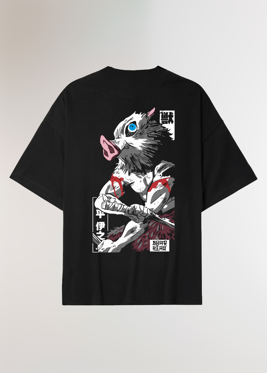 BOAR HEAD BOXY BLACK TEE