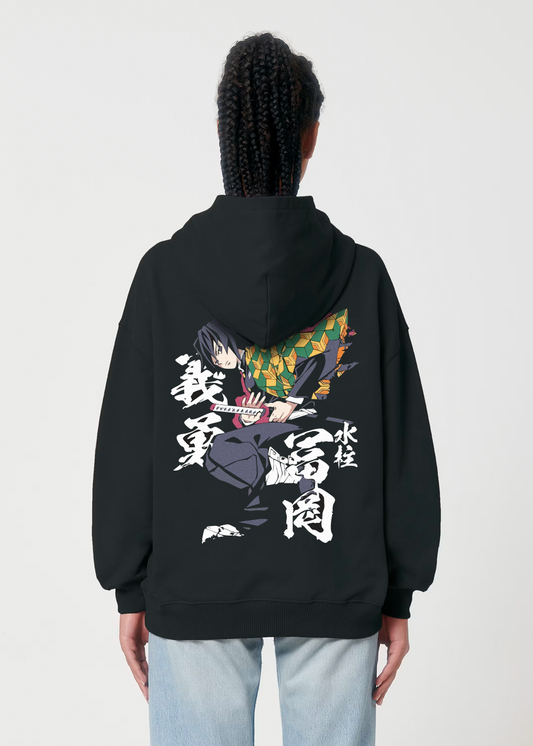 WATER HASHIRA BOXY  BLACK HOODIE
