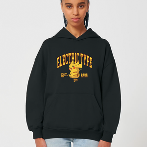 ELETRIC TYPE BOXY BLACK HOODIE