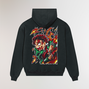 ON FIRE® OVERSIZE BLACK HOODIE