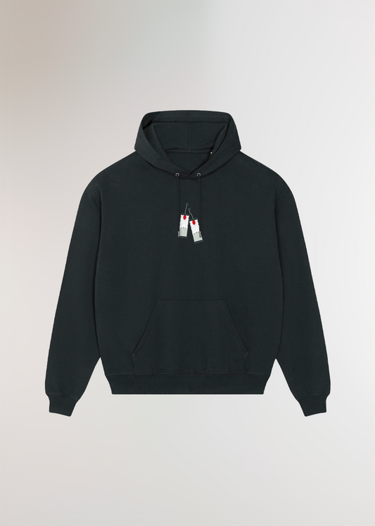 ON FIRE® OVERSIZE BLACK HOODIE