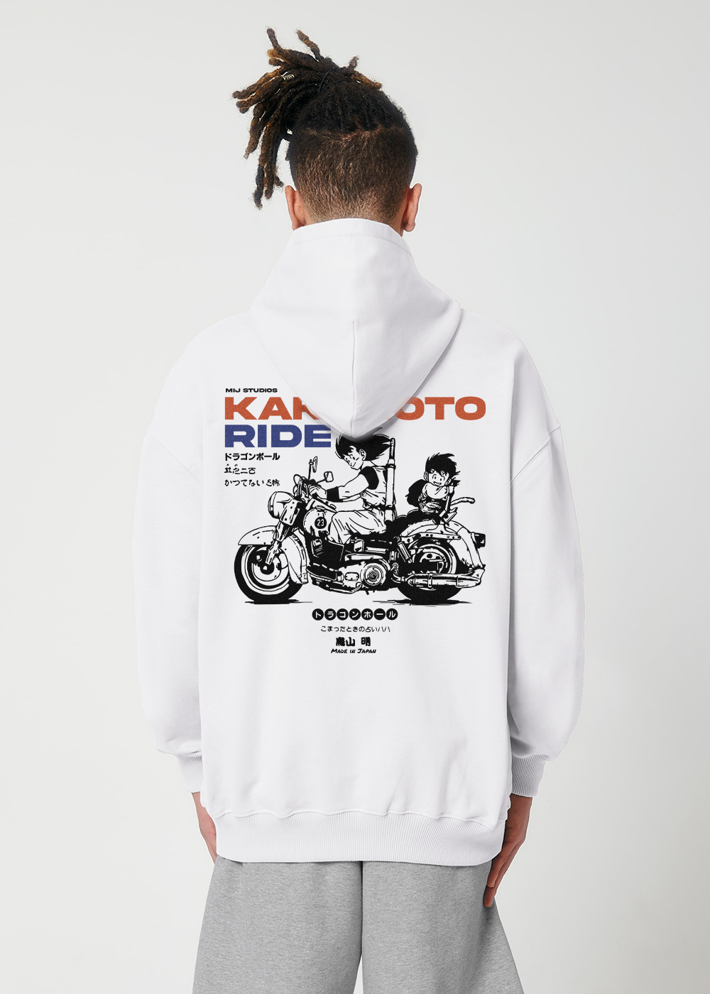 KAKAROTO RIDE® OVERSIZE WHITE HOODIE