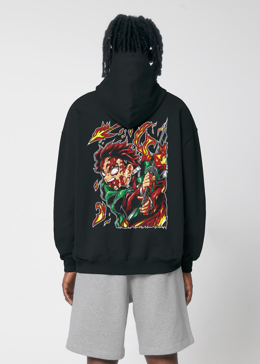 ON FIRE® OVERSIZE BLACK HOODIE