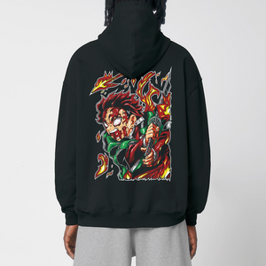 ON FIRE® OVERSIZE BLACK HOODIE