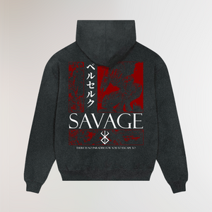 SAVAGE® OVERSIZE ACID BLACK HOODIE