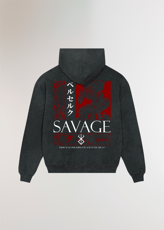 SAVAGE® OVERSIZE ACID BLACK HOODIE