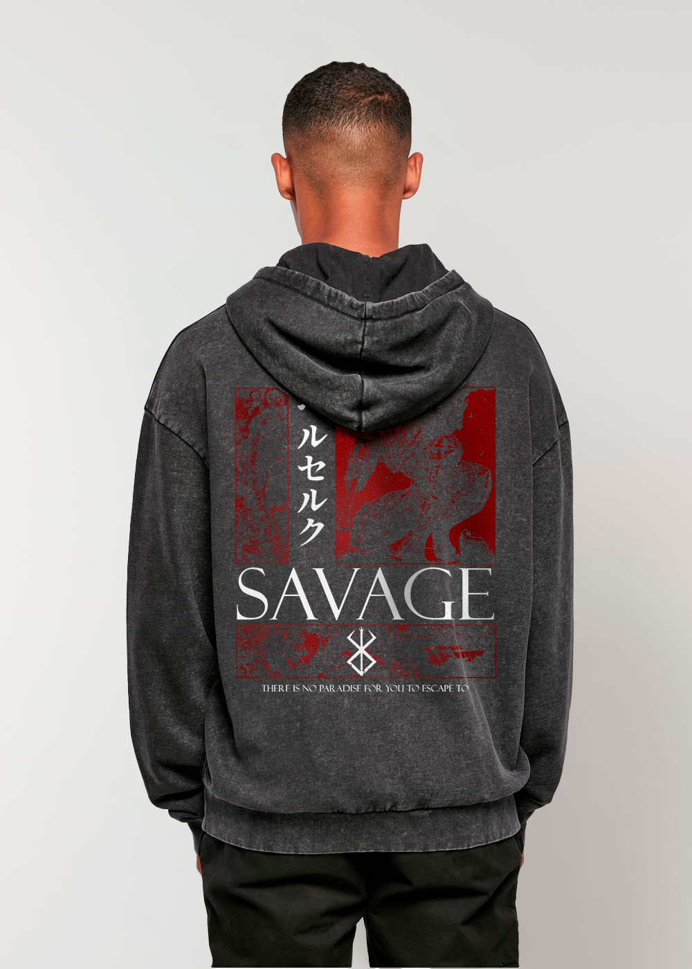 SAVAGE® OVERSIZE ACID BLACK HOODIE